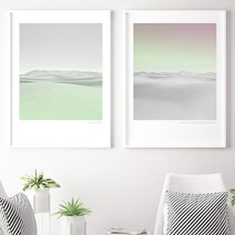 유홍아트 파스텔 그린사막 러블리감성 인테리어액자 6호(41x32cm) (6064992), 캔버스액자(옆면흰색)