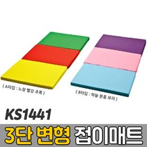[코리아스포츠] KS1441 3단 변형 접이매트 (색상선택) - 종합놀이매트 쿠션블럭 유아체육매트 유아놀이용매트 안전체육용품 아동쳬육교구, B타입:하늘분홍보라