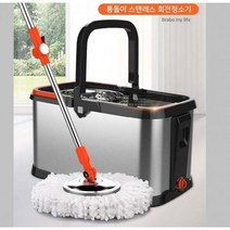 웰닷 프리미엄 올 스텐 회전걸레 레스 스핀 통돌이 물걸레 청소기 극세사 걸레 회전 핸드 물 스핀 기, 단품, 상세페이지 참조
