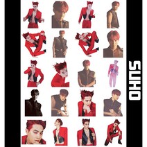 EXO 아이돌 포토카드 굿즈 여행스티커 세트 빈티지 다꾸 다이어리 노트북 캐리어꾸미기, 김준면
