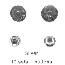(10 대/몫) 14mm-18mm 얇은 자석 단추 가방 버클 지갑 금속 스냅 걸쇠, 10 sets silver, 14mm