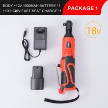전동라쳇 임팩렌치 깔깔이바 호환 12V 18V 임팩트 렌치 무선 충전식 전기 38 인치 직각 래칫 드라이버 전동, 01 18V Red 1Battery_02 EU