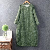 봄 가을 빈티지 꽃무늬 순면 롱원피스 주름 린넨 항아리풍 일본 할머니 중년 모임룩