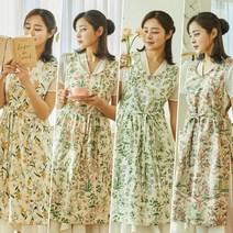 트윈스돌 린넨 롱 에이프런 원피스 앞치마 4종 [선물포장] 린넨앞치마 공효진앞치마 백지영앞치마, 파란꽃린넨, 선물포장(+3000), 선택안함