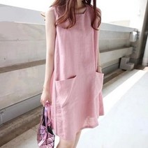 빅포켓 민소매원피스 캐주얼 젊은엄마 A라인 린넨 롱치마 나일론원피스 바스락소재 여름 바캉스