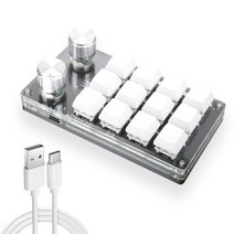 매크로 키보드 한손키보드 키패드 편집용키보드 DIY 기계식 무선 Bluetooth USB 유선 RGB 사용자 정의 미니 12 6 3 키 노브 핫스왑 Keypa Macbook 노트북, [02] 레드 스위치, K12-White