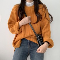 하찌 라운드 루즈핏니트 가을 기본 심플니트