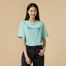 [JAJU/자주] 여 BETTER 코튼 슬럽 레터링 반팔 티셔츠_민트