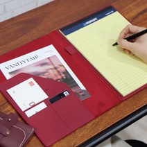 메모패드 바인더 A4/B5사이즈 리갈패드포함 회의 아이디어 노트 다이어리 커버 메모꽂이, 버건디