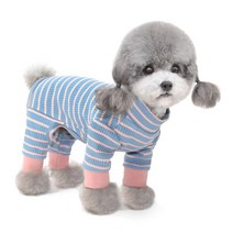준성 스트라이프 올인원 강아지 옷 가을 겨울 반려견 애견 의류, 블루