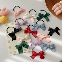 니테샵 새틴 리본 컬러 보우 미디움 머리끈 헤어핀 집게핀