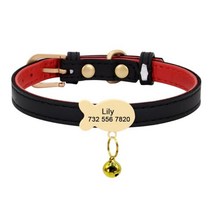 귀여운 고양이 맞춤형 ID 칼라 새겨진 새끼 강아지 이름 목걸이 벨 물고기 태그 명판과 작은 중형 고양이를위한, S, Black