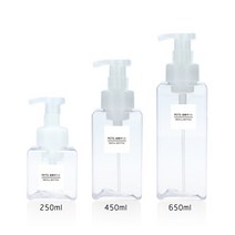 캠핑 세제통 자동 세제 디스펜서 빈 거품 비누 욕실 손 소독제 샴푸 바디 워시 로션 병, 분명한, 650ml