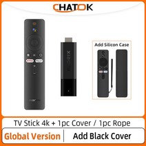 글로벌 버전 샤오미 미 TV 넷플릭스 구글 블루투스 스마트 안드로이드 2GB 8GB ROM, 없음, 2.미국 플러그 - Add Black Cover, 없음