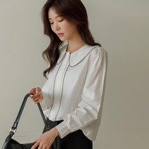 퍼터 둥근카라 자수블라우스
