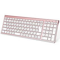 iClever 키보드 Bluetooth 일본어 JIS 배열 3대 동시 접속 가능 숫자 키패드 풀 사이즈 초박형 무선 키보드 정음 설계 충전식 랩톱 PC iPad용 Windows M, 기본, 로즈 골드, 단일