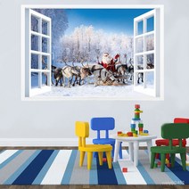 뮤럴벽지 비스코스 벽 스티커 3D 입체벽화 PVC 스티커 모의창문 자연풍경 장식 60*40cm/150*100cm, 035