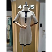 [4CUS]포커스 (FM2D7OP0353) 둥근 카라 배색 미니 니트 원피스