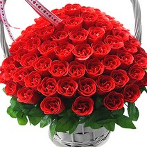 지나로즈 생일 기념일 프로포즈 꽃 선물 비누 장미 비누꽃바구니 100일기념 비누꽃, 빨강장미100송이