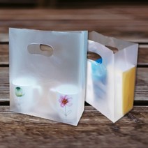 두꺼운 링 손잡이 비닐봉투 100매(대 중 소)도시락 카페 문구 포장 HDPE, 소형100매(25x12x35)