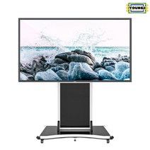 이동식대형tv거치대 65~98인치 전자칠판스탠드 삼성lg중소호환 YJMS-1W, 유리선반+카메라선반추가형, 실버