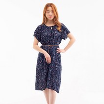 썸플랜 인견 쉬폰 데일리 반팔 주름 리본 원피스