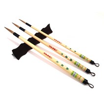 3pc 세트 중국어 회화 서예 일본어 sumi-e gongbi 세부 사항 라인 브러시 huamei 늑대 머리 실행 스크립트 필기체, 없음