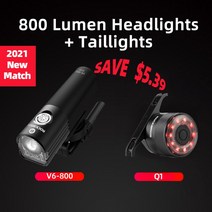 산악자전거 전기자전거 ROCKBROS 자전거 라이트 헤드 핸들 바 전면 램프 MTB Ro, 협력사, 07 V6-800andQ1