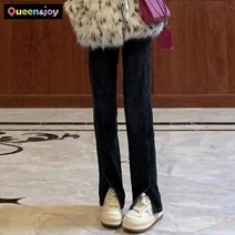퀸앤조이 밑단트임 일자 블랙 워싱 청바지***판매자 퀸앤조이***