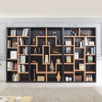 힐링가구 로얄 모던 디자인 책장 5단 6단 서재장, B타입, 블랙아카시아