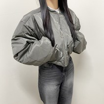 VANANA2 여성 캐주얼 크롭 누빔 오버핏 데일리 패딩 점퍼