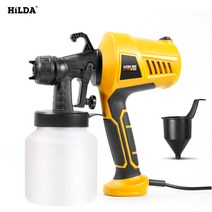 HILDA 전기 페인트 스프레이건 500W 분무기 에어스프레이, 노랑