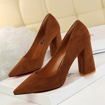 키작녀 뽀족코 통굽 하이힐 웨딩 가보시힐 8.5cm 벨벳 파티 키높이 슈즈