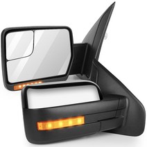 Scitoo SCITOO Towing Mirrors 파워 조절 가열 트런 신호 퍼들 라이트 크롬 하우징 견인 미러 교체 2004-2014 포드 F150 픽업 페어 트럭 미러용 36