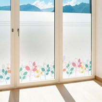 창문 유리창 시트지 칼라 안개시트지 벨리아리프01 M-B(1900X950mm)+20500:스카이블루