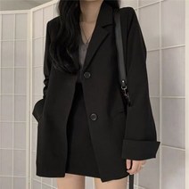 [하나비] 파으시이루 여성 봄 가을 원컬러 카라넥 버튼 스커트와 청바지와 어울리는 재킷