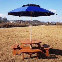 [테이블짱] (도색제품) 조립식 8인용 원형 방부목 테이블 단품과 세트 원형테이블, AA_8)원형_방부목_밤색 단품