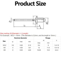 팝너트건 너트 리벳건 어뎁터 알루미늄 대형 플랜지 팝 오픈 할로우 블라인드 리벳 대형 캡 리프 볼트 드, 05 14mm_03 White M5 (20PCS)