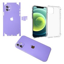 아이폰12 퍼플 스킨 보호 필름 제작 스티커 12미니 12프로 맥스 일체형SET, 아이폰12프로맥스, 그래파이트(무광)