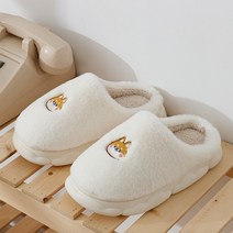 기능성 배게 일자목 코골이 목디스크 경추목 낮은 수면 요추 베개 베게 겨울용 코튼 슬리퍼 두껍고 밑창 남성/여성 실내 바닥 플랫 단색 홈 미끄럼 방지 신발 커플, [03] 40-41(fit 39-40), [01] White-puppy