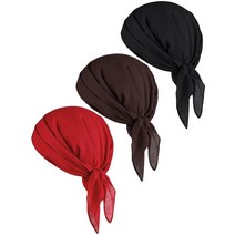 Bencailor 할로윈 해적 면 반다나 손수건 머리띠 중세 르네상스 머리 스카프 3개 블랙, Multicolor
