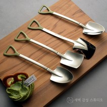삽 모양 디저트 스푼 4개입세트 (삼각삽 사각삽 유광 무광) 스테인리스 304, 유광 삼각  무광 삼각  유광 사각  무광 사각, 1세트, 골드 블랙