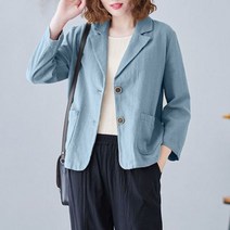 숏 여성 경량 패딩 레트로 스타일 코튼 린넨 재킷 정장 여성용 솔리드 얇은 짧은 재킷 봄 가을 코트 루즈한 의류 캐주얼 긴팔 블레이저