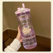 팅통 귀여운대용량헬스물통 텀블러 2L 1.5L 스포츠 러블리디자인 휴대용물병, 보라