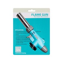 파워토치 자동점화 액화방지 토치 캠핑용 요리용 조리용 화구용 오토건 가스 자동토치 부탄가스, 크림블루