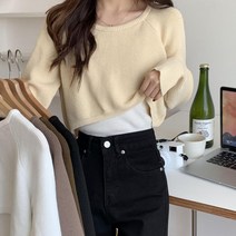 크롭 티 세미 배꼽 위 부드러운 니트 스웨터 허니제이 김혜윤 김빈우 허리 가늘어 보이는