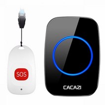 호출벨 CACAZI스마트 홈 무선 호출기 초인종 노인 환자 비상 경보 80m 원격 통화 벨 SOS 버튼 미국 EU 영국 플러그 수신기, 1 SOS 1 receiver 2