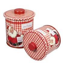 철제함 크리스마스 통 쿠키 사탕 상자 항아리 틴 뚜껑 선물 용기 저장 휴일 비스킷 양철 산타 금속