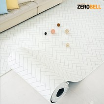 제로벨 18T PVC 층간소음방지 롤 매트 폭 140cm x 6m 유아 어린이 놀이방매트, 헤링본 화이트