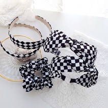 체크보드 헤어밴드